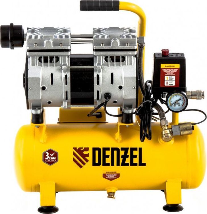 Компрессор поршневой Denzel DLS650/10, желтый/черный