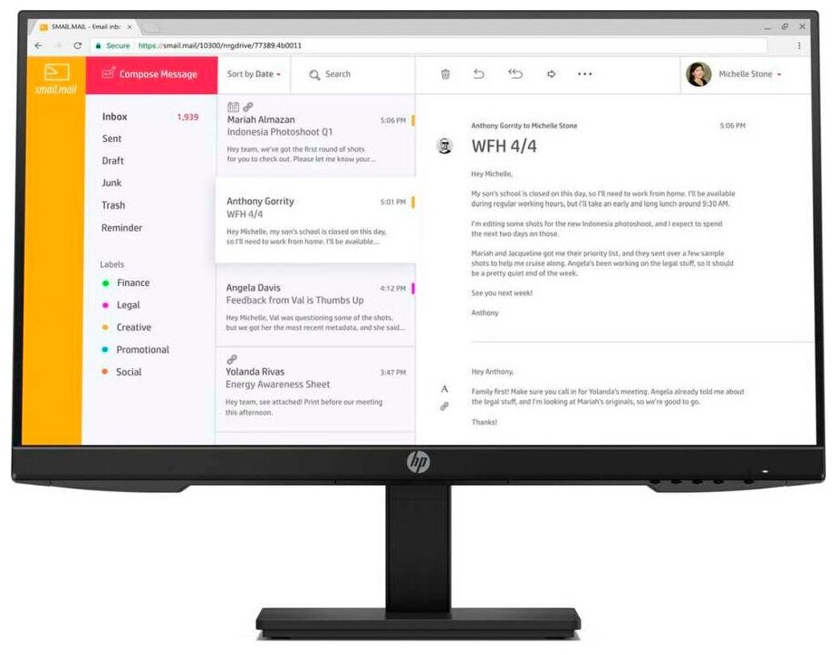 Монитор HP P24h G4, IPS, черный