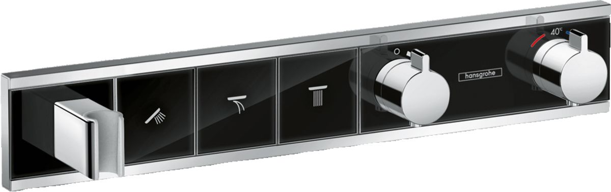Термостат для душа Hansgrohe RainSelect 15356600S (со скрытой частью 15311180), черный/хром