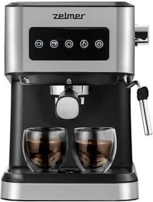 Кофеварка рожковая Zelmer ZCM6255, серебристый/черный