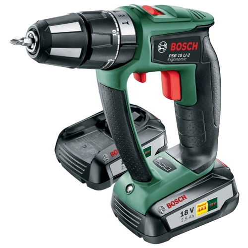 Дрель-шуруповерт BOSCH PSB 18 LI-2 Ergonomic 2.5Ah x2 Case