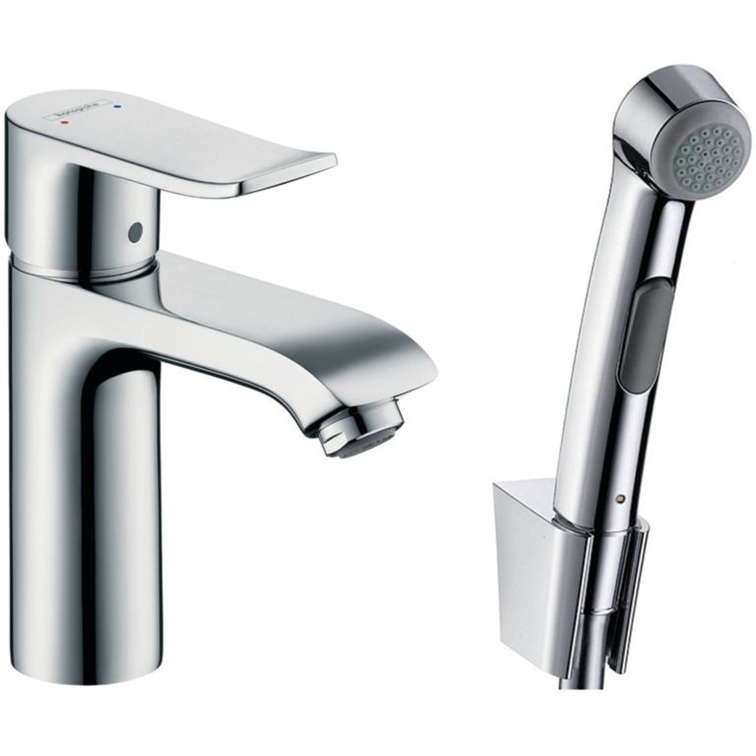 Смеситель для раковины Hansgrohe Metris 31285000 (с гигиеническим душем) (с донным клапаном)