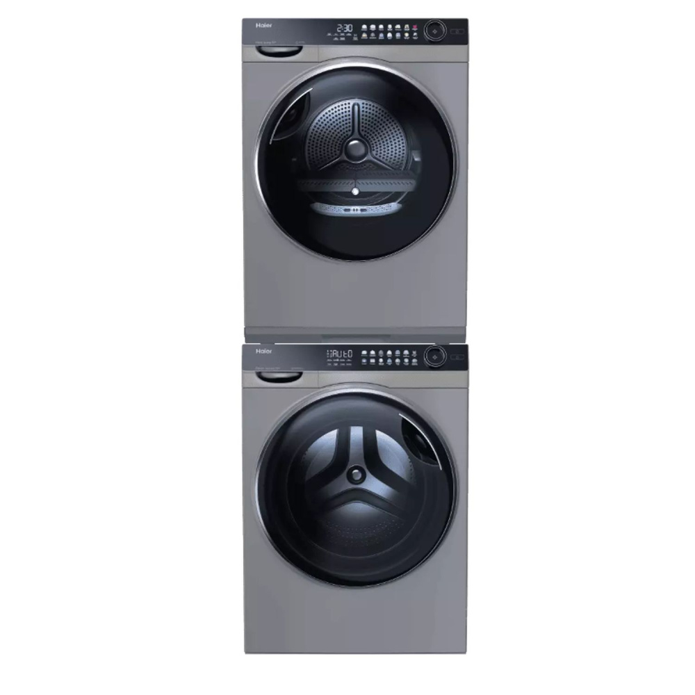 Стирально-сушильная машина Haier 378S (HW100-BD14378S + HD100-A2378S + CKS-1),серебристый