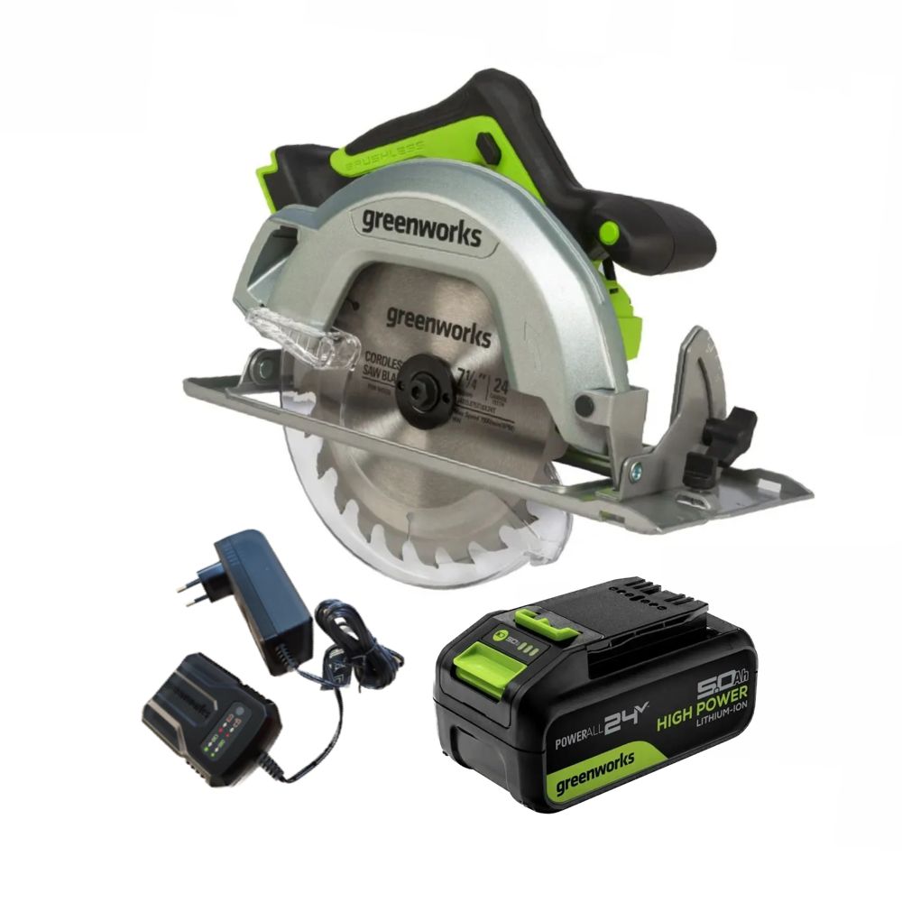 Пила циркулярная аккумуляторная Greenworks GD24CS (1500907CUG) (1 АКБ и ЗУ)