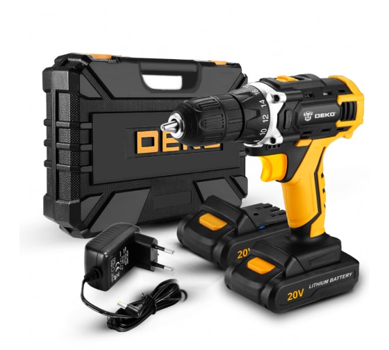 Дрель-шуруповерт аккумуляторная DEKO DKCD20FU-Li (063-4103) Li-Ion 1.5 А·ч 20 В х2 кейс