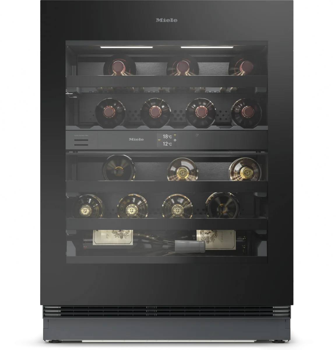 Винный шкаф встраиваемый Miele KWTUS 7096 E Obsidian Black/Glass, черный обсидиан/стекло