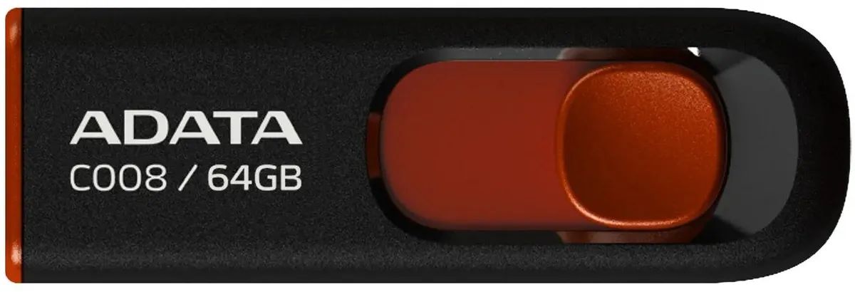 Флеш Диск 64GB A-Data Classic C008 AC008-64G-RKD USB2.0, красный/черный