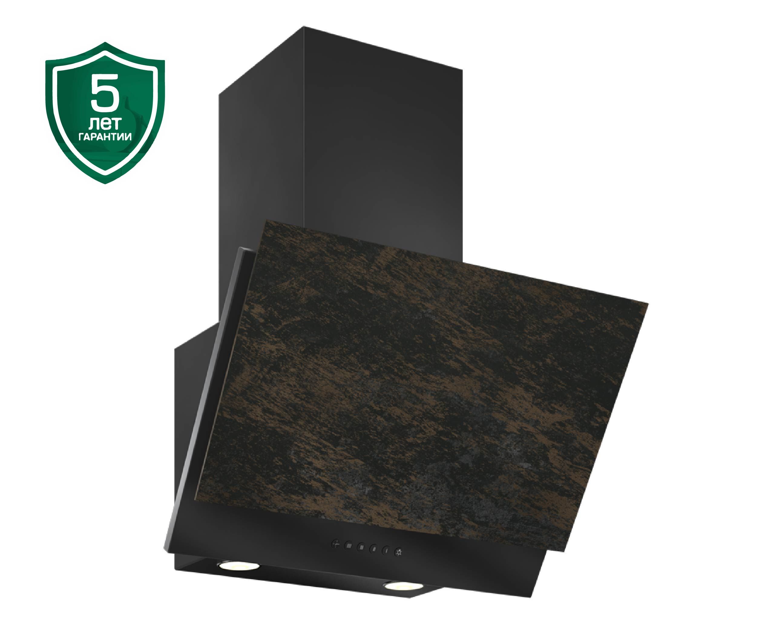 Вытяжка наклонная Elikor Рубин Ceramics S4 90П-700-Э4Д, антрацит/бронзовый травертин