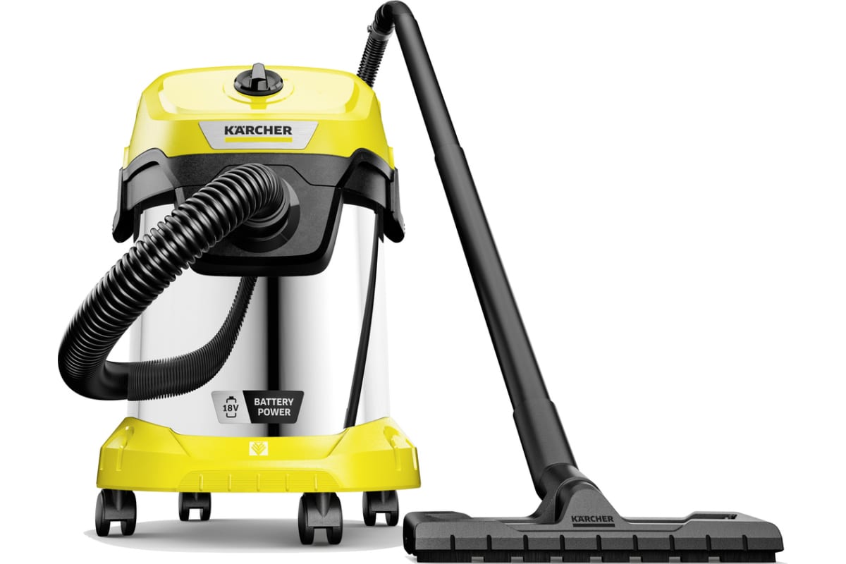 Пылесос Karcher WD 3-18 S Battery Set серебристый/желтый