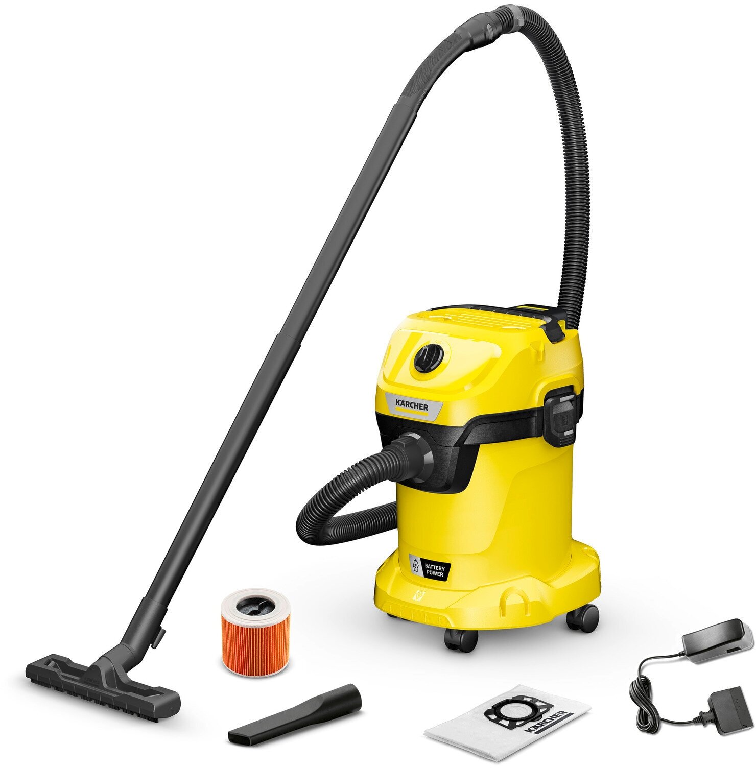 Пылесос Karcher WD 3-18 Battery Set желтый