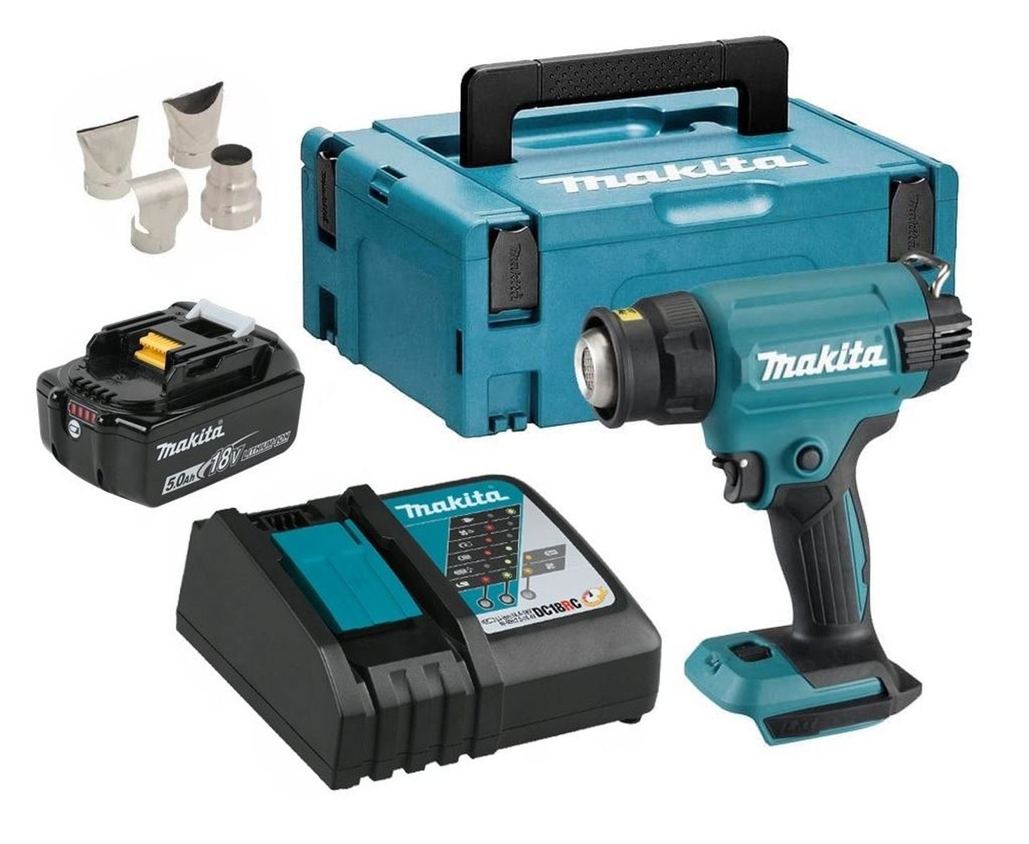 Строительный фен аккумуляторный Makita DHG181RT1J (кейс, с 1 АКБ и ЗУ)