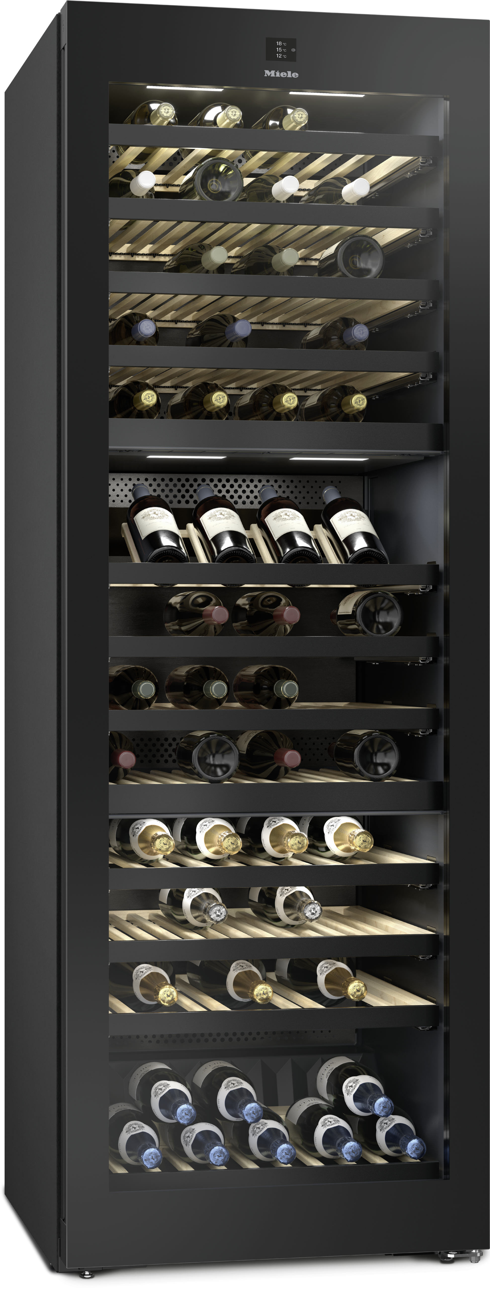 Винный шкаф Miele KWT 4995 F Obsidian Black/Glass, черный обсидиан/стекло