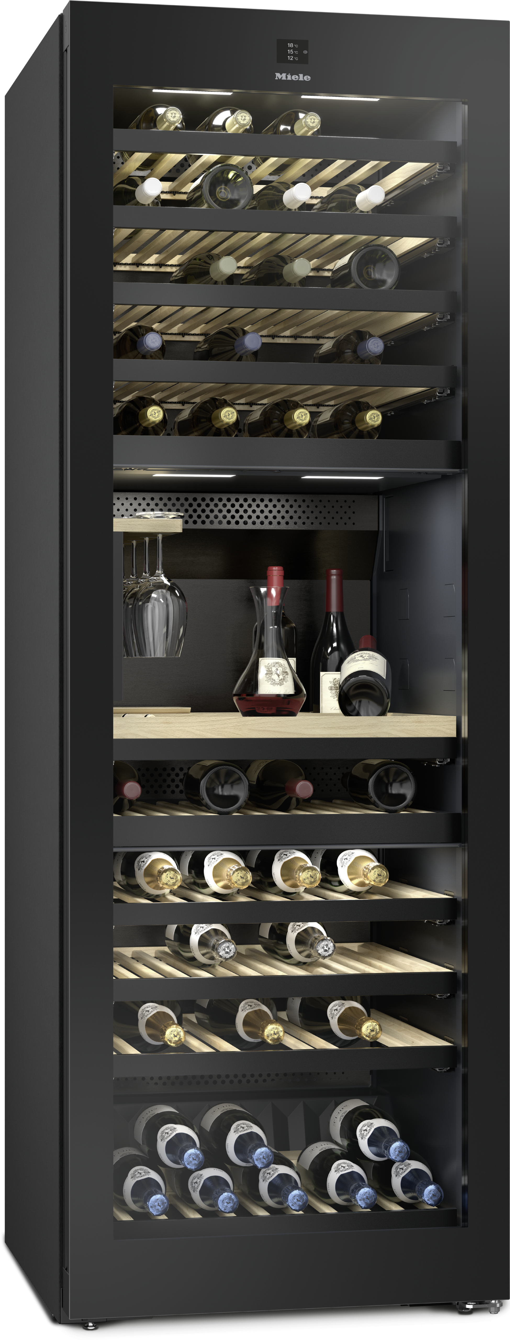 Винный шкаф Miele KWT 4999 F Obsidian Black/Glass, черный обсидиан/стекло