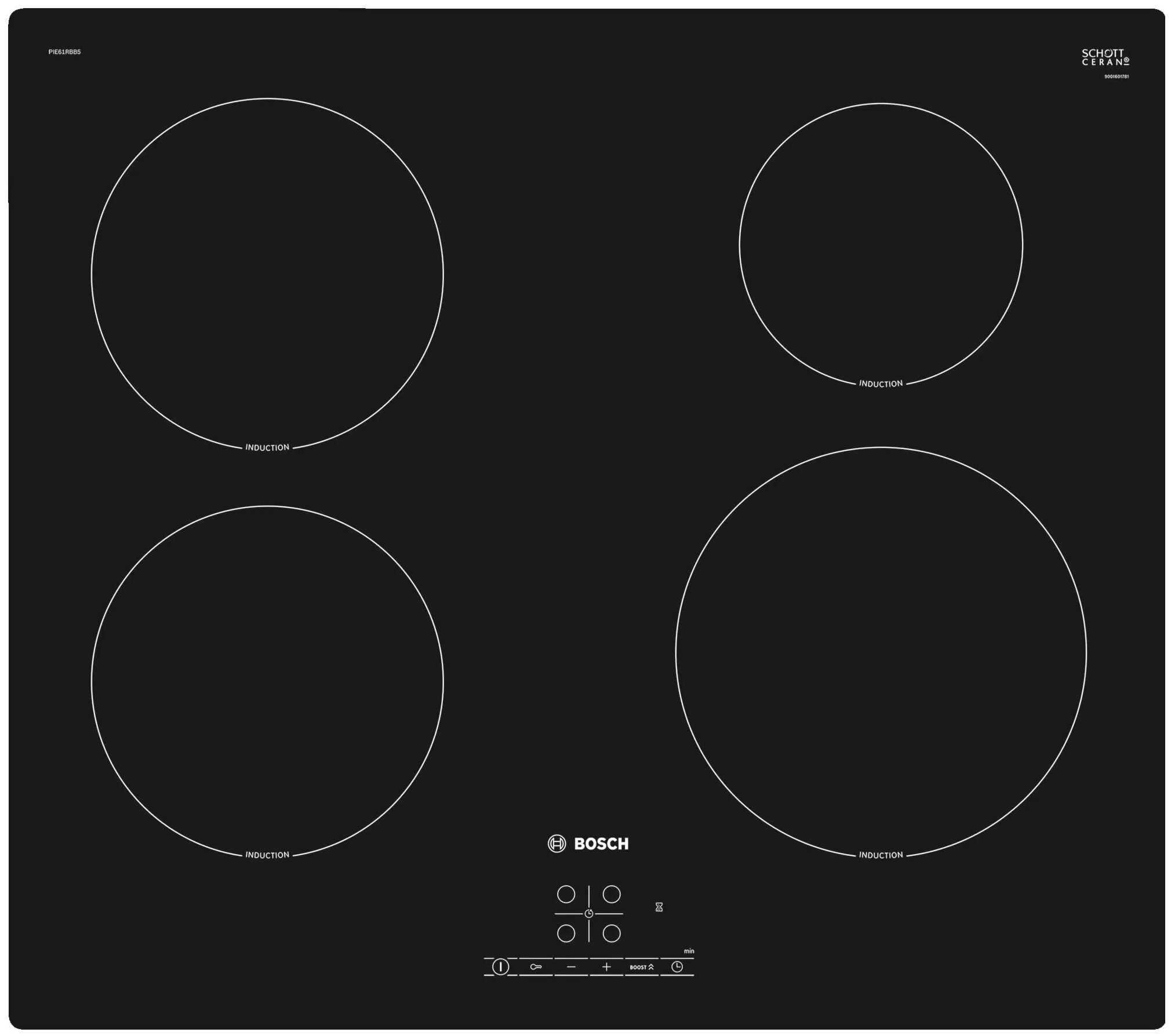 Варочная панель индукционная Bosch PIE61RBB5E, черный