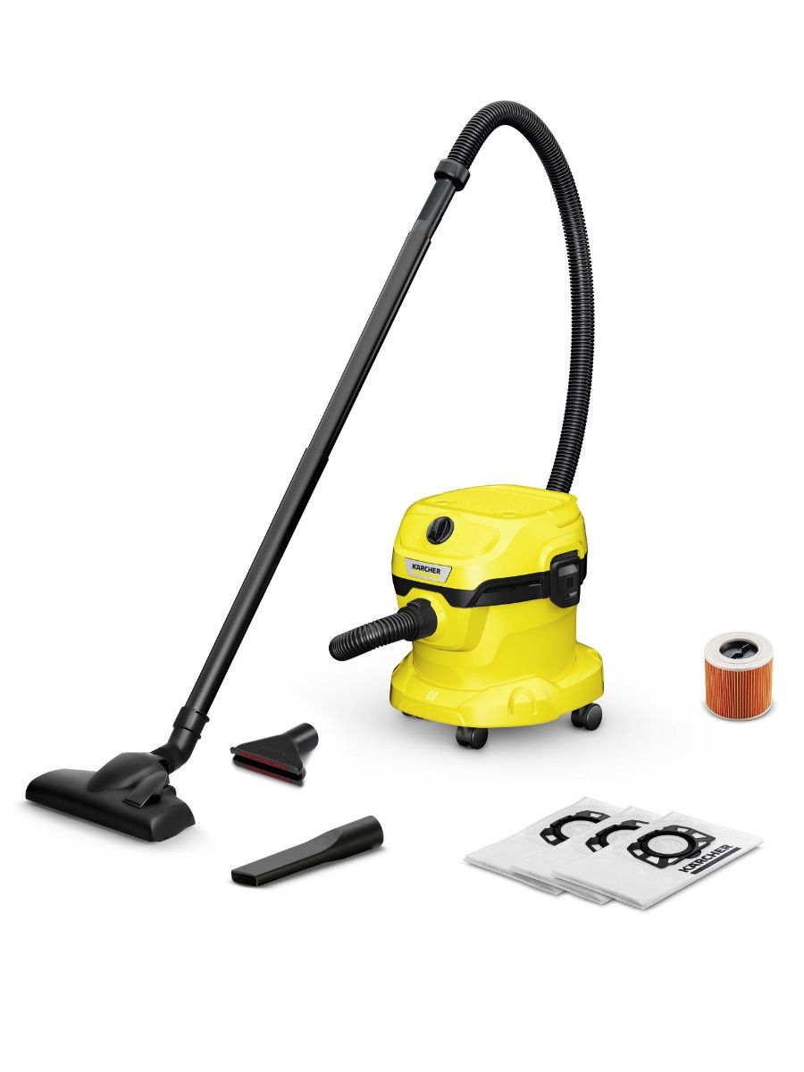 Строительный пылесос Karcher WD 2 Plus V-12/6/18/C Home (1.628-012.0), желтый