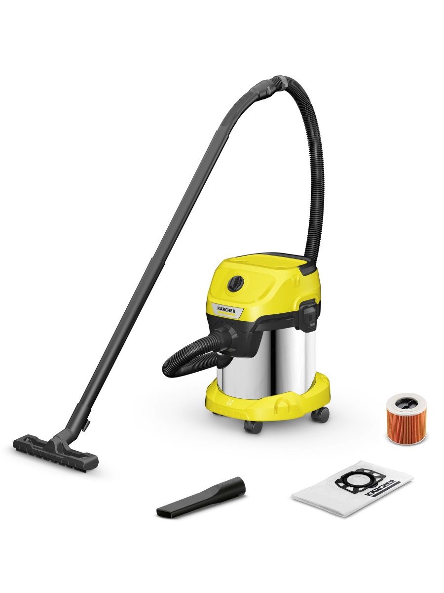 Строительный пылесос Karcher WD 3 S V-15/4/20 (1.628-138.0), желтый/серебристый