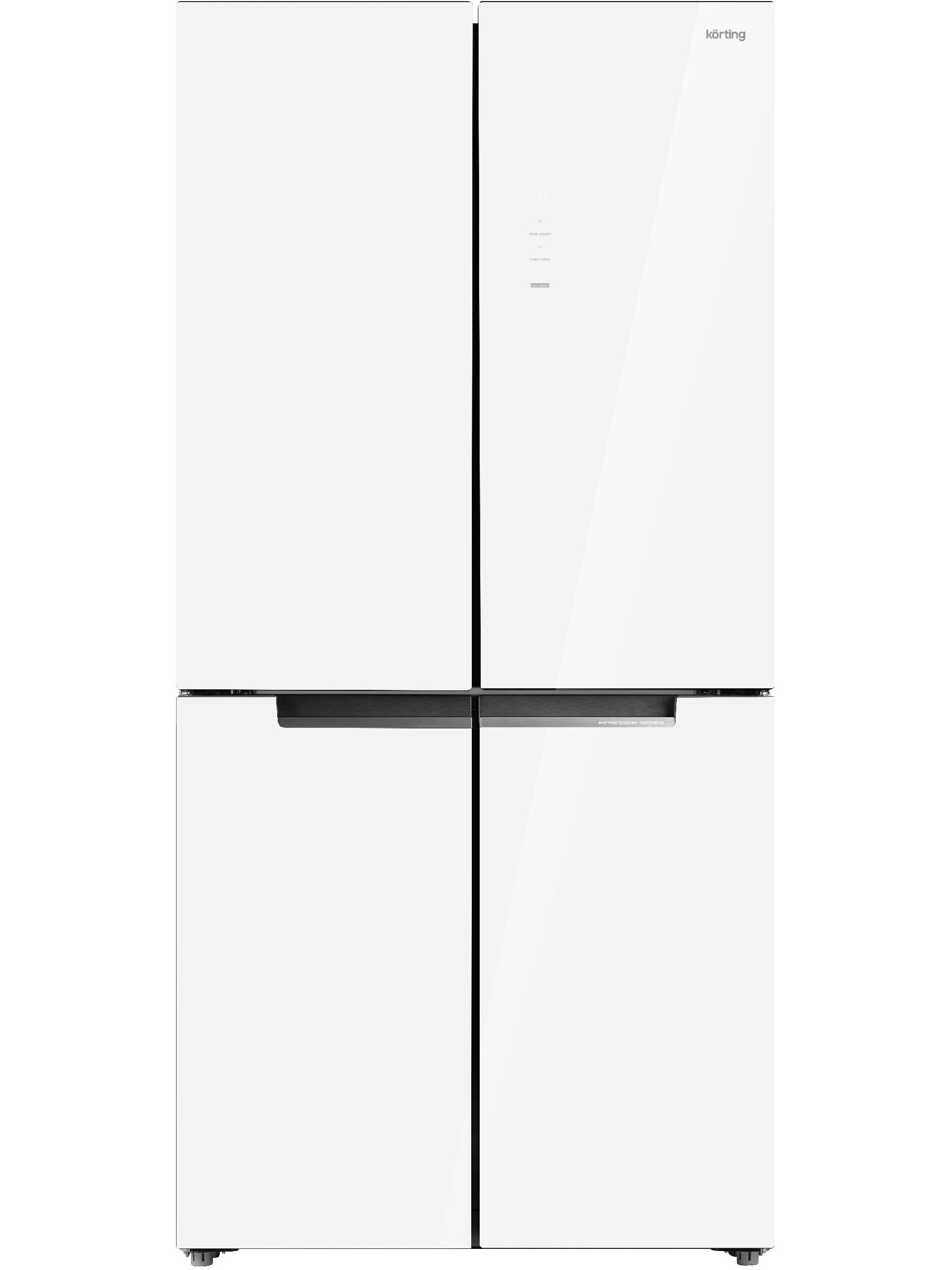 Холодильник Side-by-Side Korting KNFM 84177 GW, белое стекло