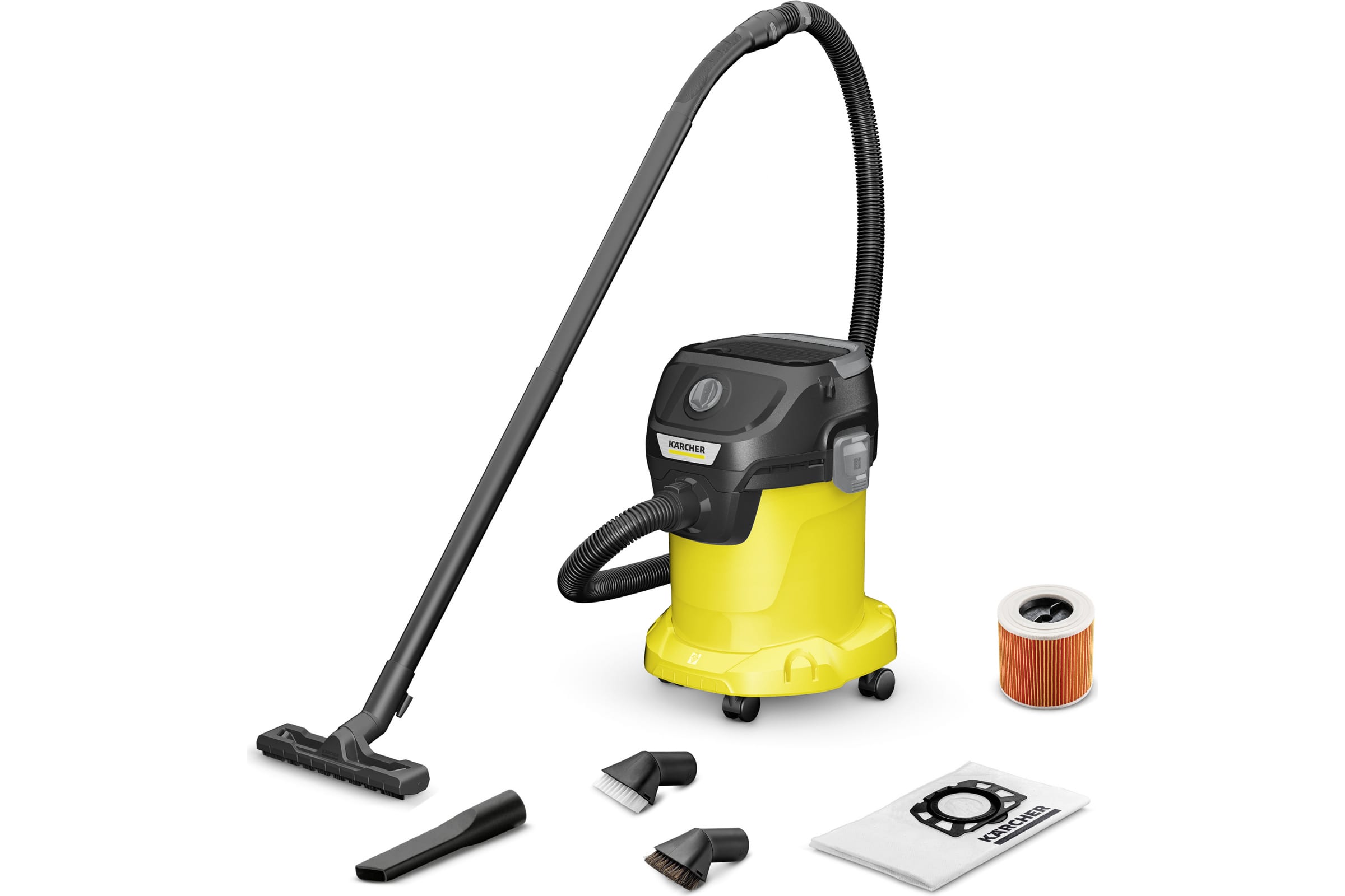 Пылесос строительный KARCHER KWD 3 V-17/4/20 Suction Brush Kit желтый 1.628-443.0