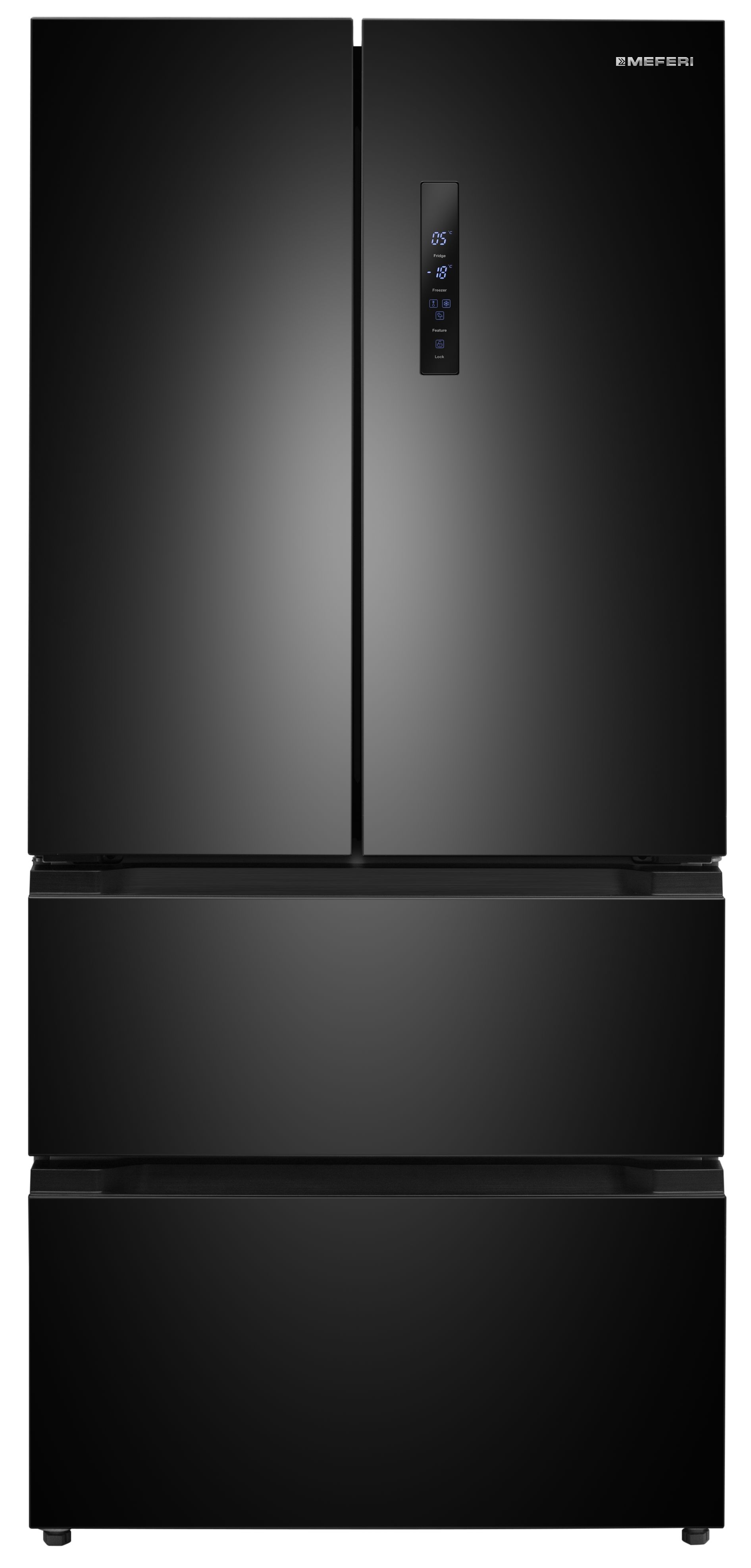 Холодильник Side-by-Side Meferi MFR83BLACK IX TOTAL NO FROST FRENCH DOOR COMFORT, черный