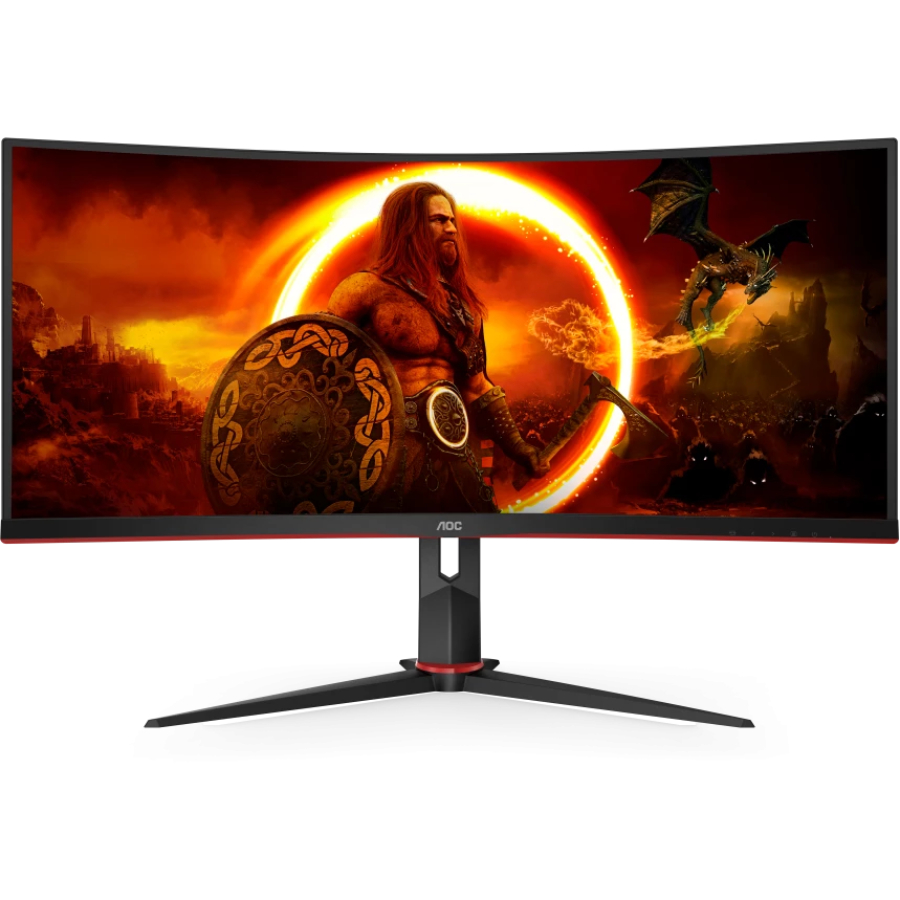 Монитор AOC CU34G2XP/BK, черный/красный