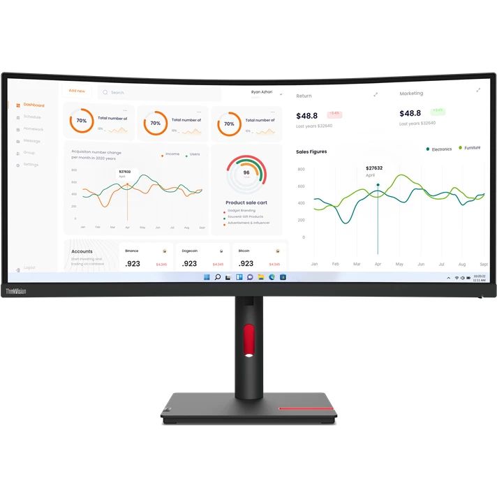 Монитор Lenovo ThinkVision T34w-30 (63D4GAS1CB), черный