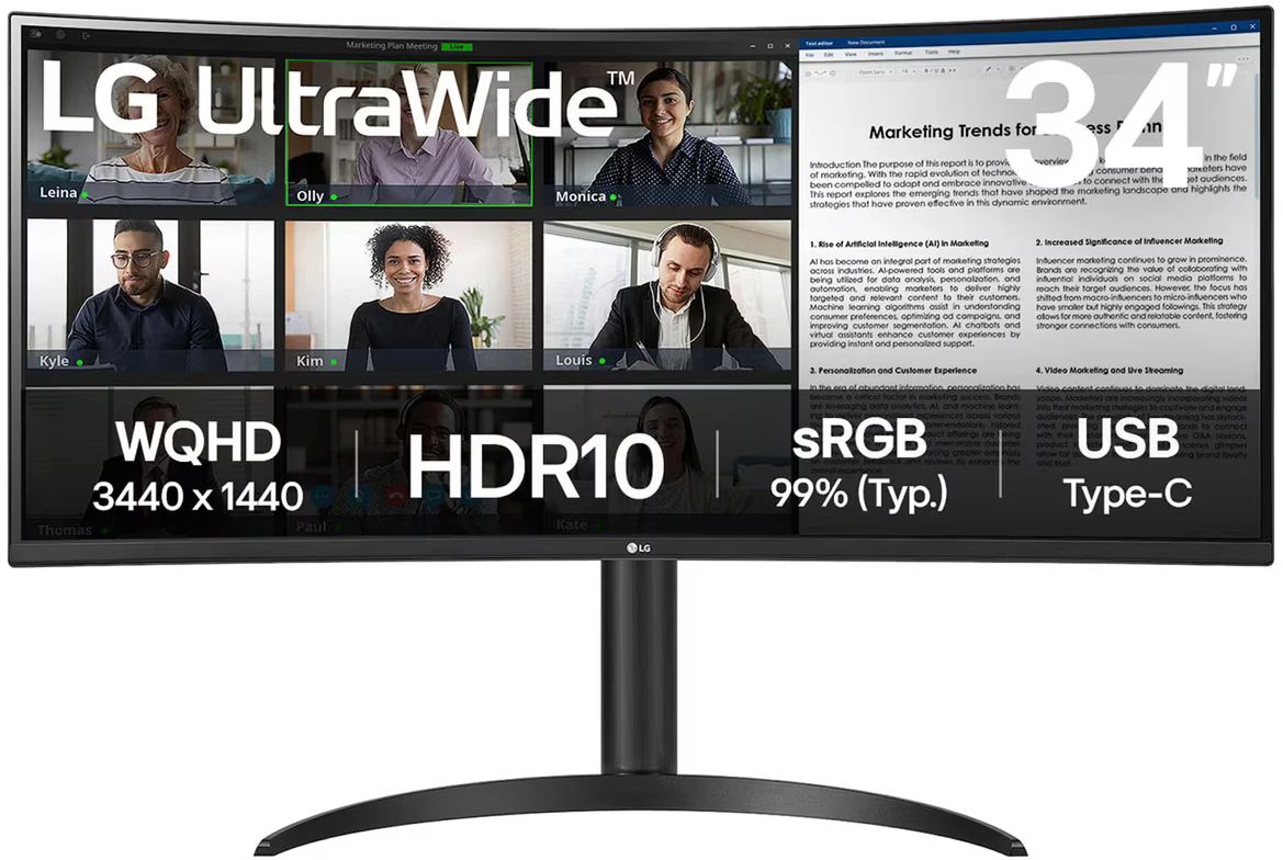 Монитор LG UltraWide 34WR55QK-B, черный