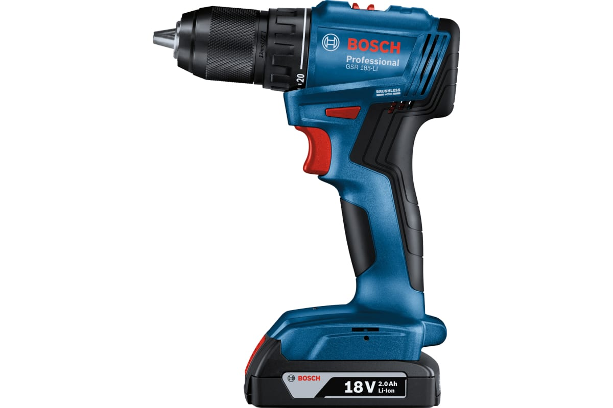 Дрель-шуруповерт аккумуляторная Bosch GSR 185-LI, арт. 06019K3000 (кейс, с 2 АКБ и ЗУ)