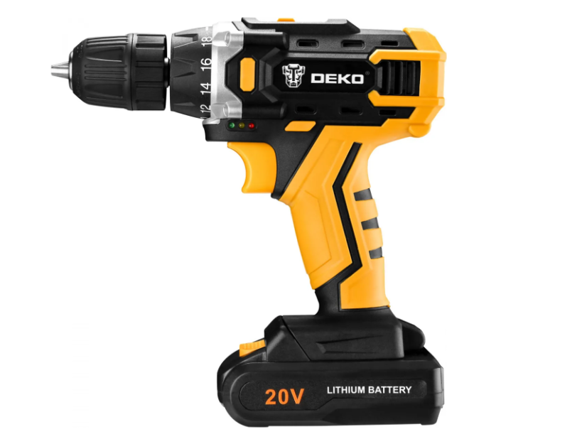 Дрель-шуруповерт аккумуляторная DEKO DKCD20FU Li-Ion 1.5 А·ч 20 В x2 63 инструмента кейс