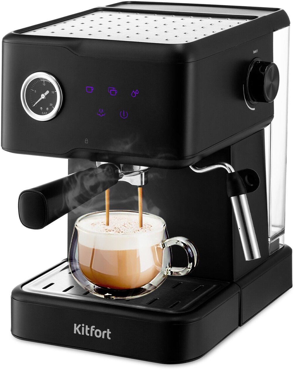 Кофеварка рожковая Kitfort КТ-7124 черный