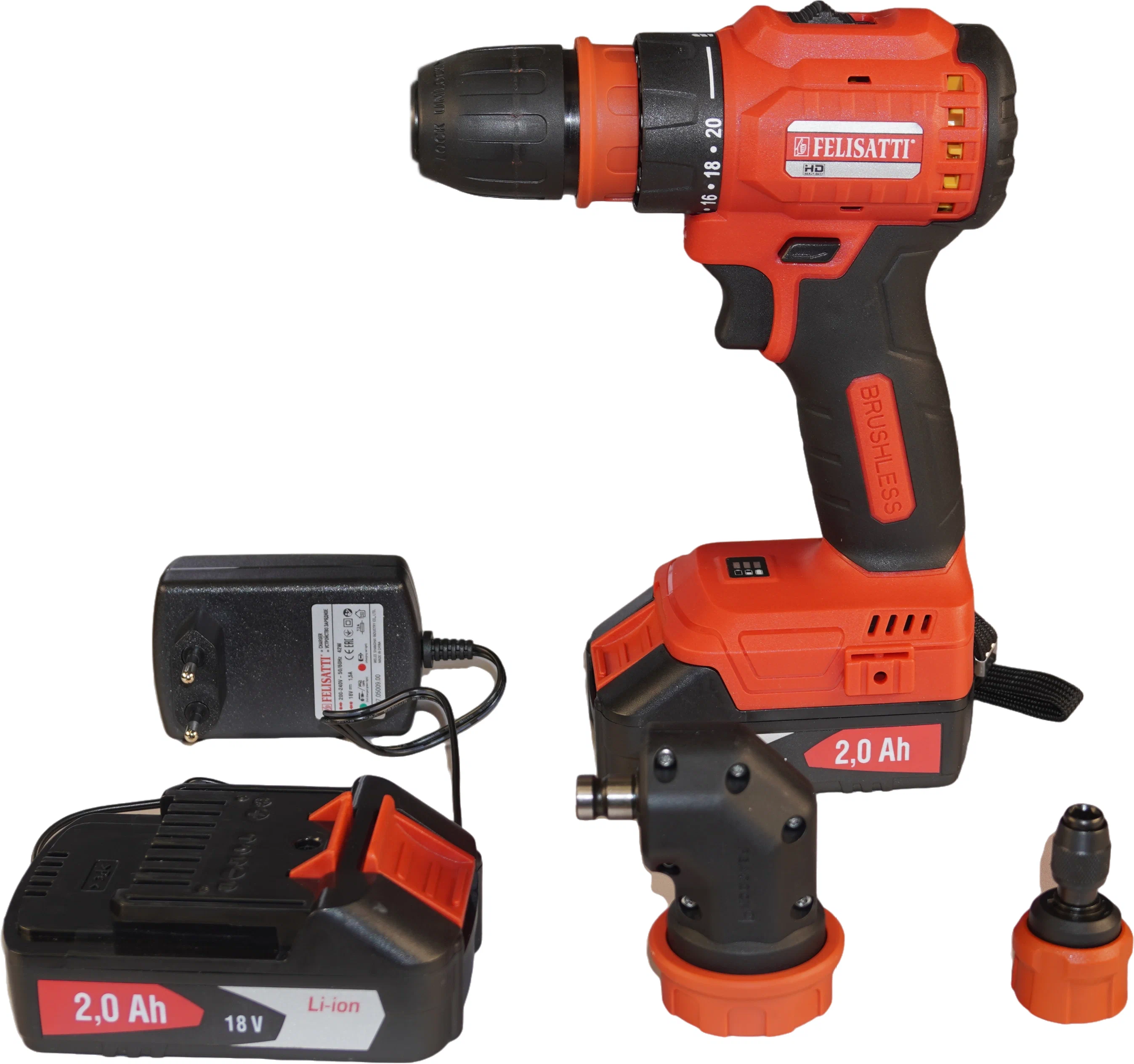 Дрель-шуруповерт бесщёточная FELISATTI ДА-18В + насадки