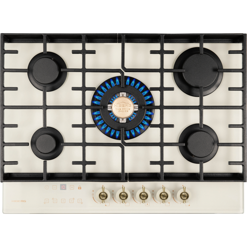 Варочная панель газовая HIBERG VM 7155 Y, бежевое стекло