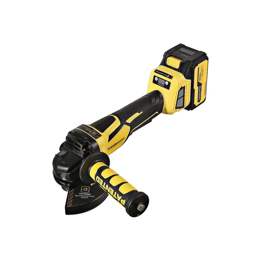 Угловая шлифмашина (болгарка) аккумуляторная Hanskonner HAG1812E 1BatterySystem (кейс, с 1 АКБ и ЗУ)