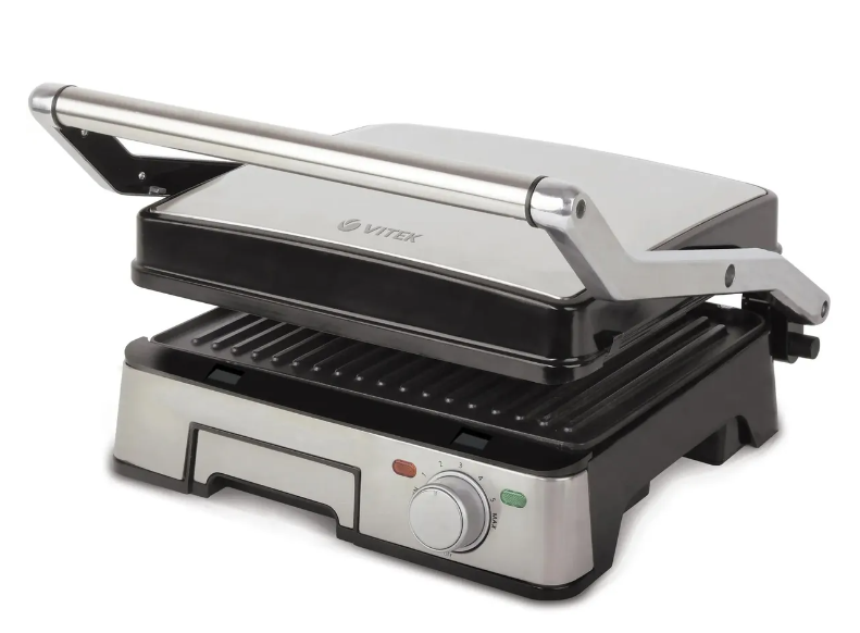 Гриль электрический VITEK VT-8450, серебристый/черный