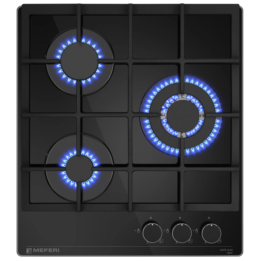 Варочная панель газовая Meferi MGH453BK GLASS POWER, черный