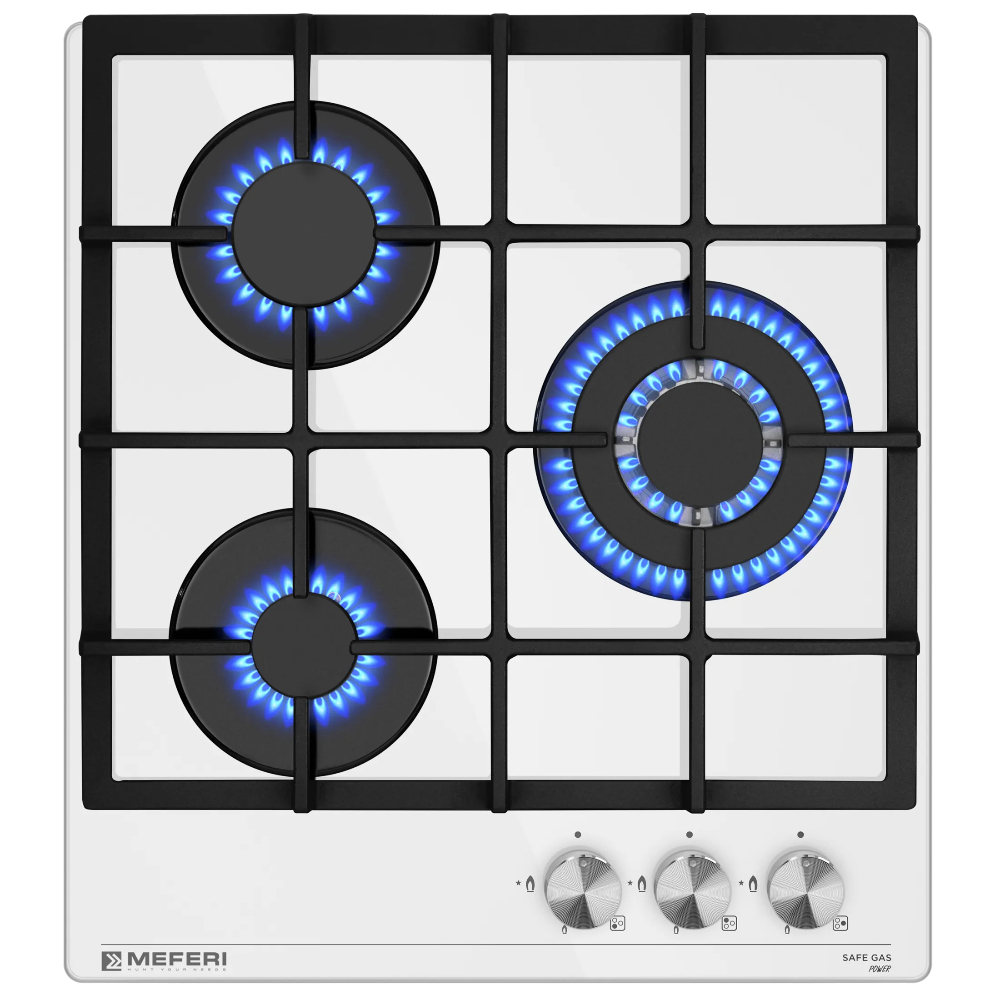 Варочная панель газовая Meferi MGH453WH GLASS POWER, белый