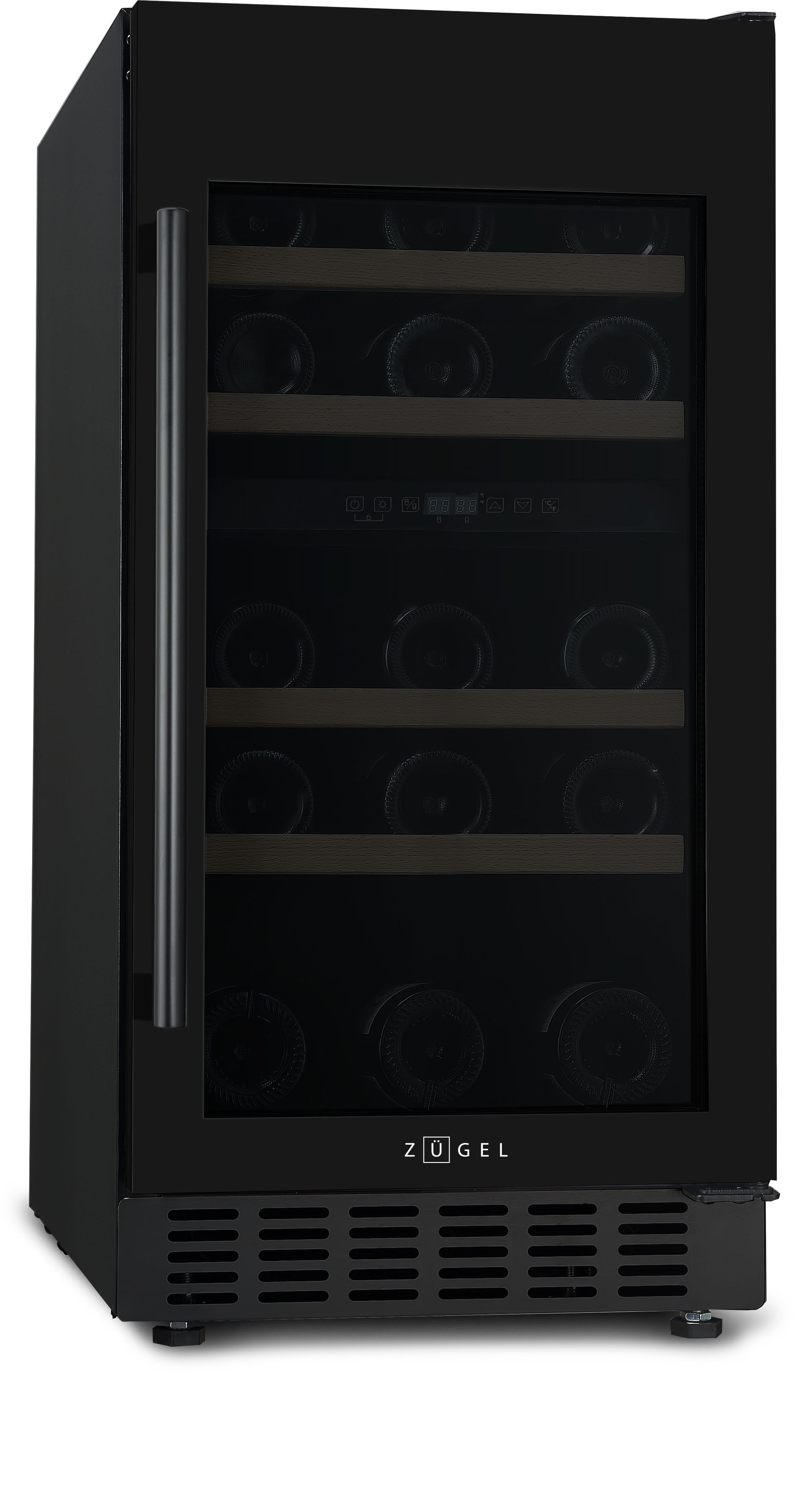 Винный шкаф встраиваемый Zugel ZCWI310DB, черный