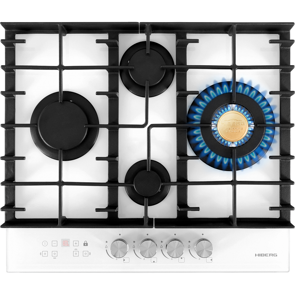 Варочная панель газовая HIBERG VM 6145 W, белое стекло