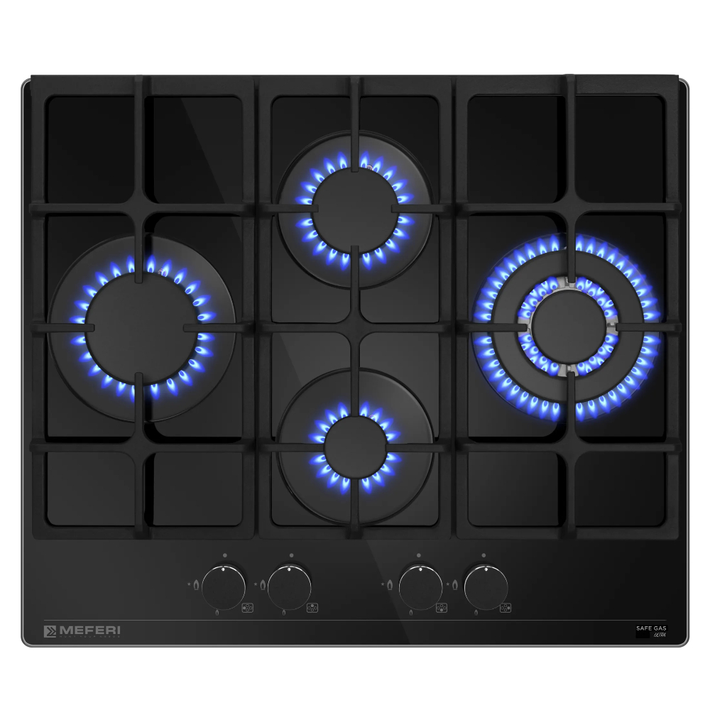 Варочная панель газовая Meferi MGH604BK GLASS ULTRA, черный