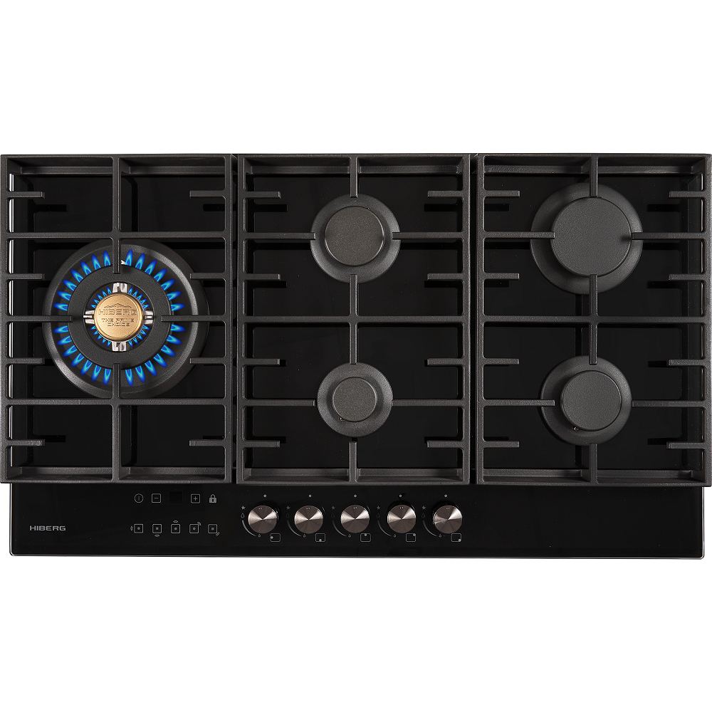 Варочная панель газовая HIBERG VM 9155 B, черное стекло