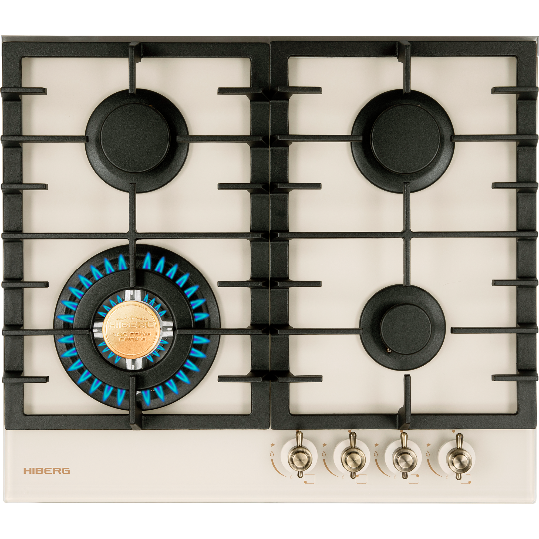Варочная панель газовая HIBERG VM 60440 Y, бежевое стекло