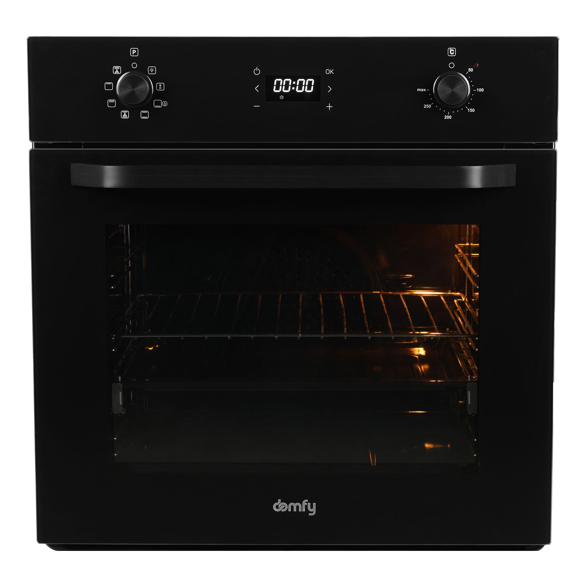 Духовой шкаф электрический Domfy DM6642EO BG, стекло черное