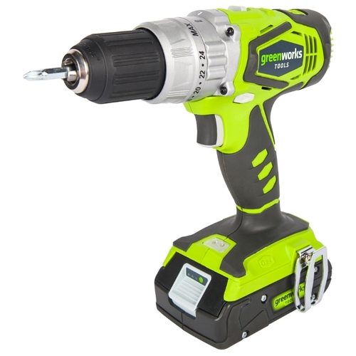 Дрель-шуруповерт greenworks G24CD 2.0Ач х2 сумка