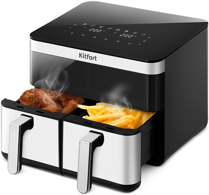 Аэрогриль Kitfort КТ-8110, черный/серебристый